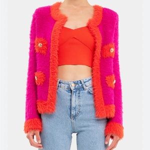 Endless Rose Colorblock Fuzzy Cardigan